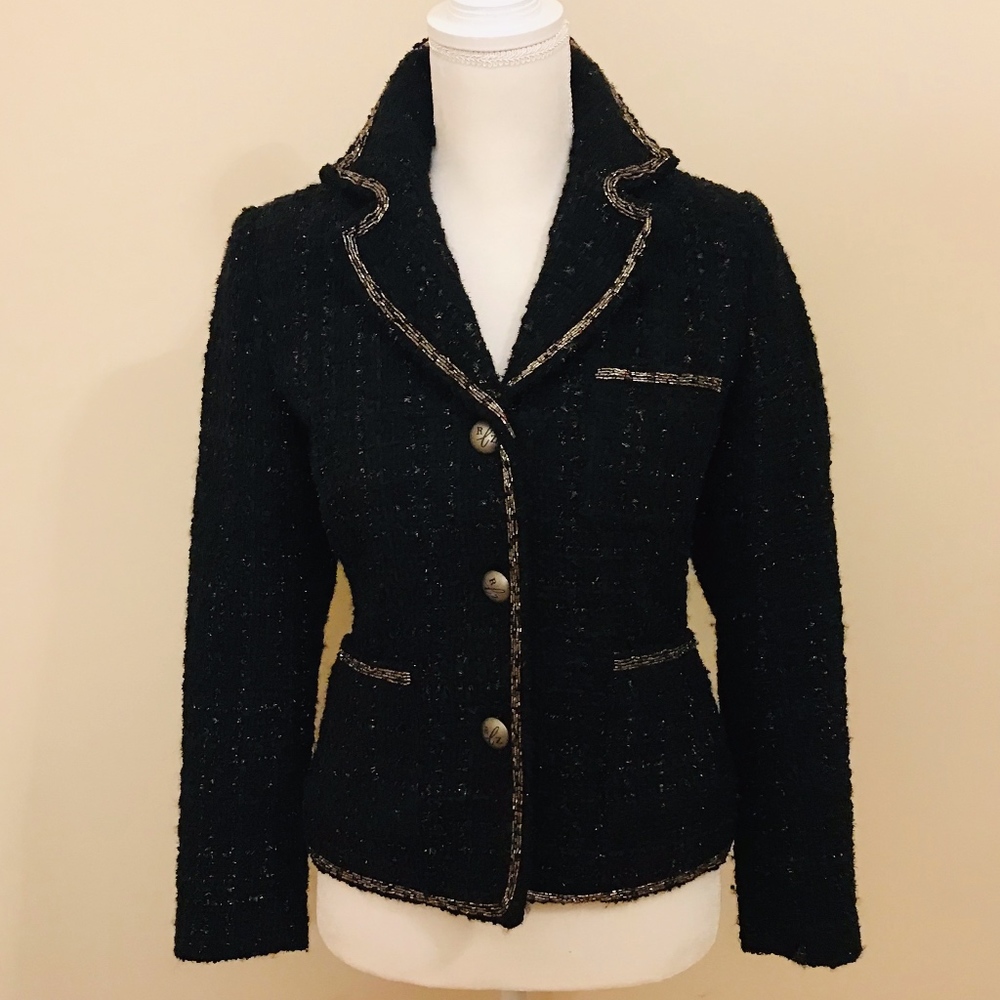 Luxe Rachel Zoe Notch Collar Boucle Jacket Sz 2
